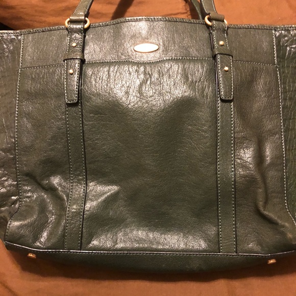 Tahari Handbags - Tahari Green Purse Handbag Genuine Leather Large